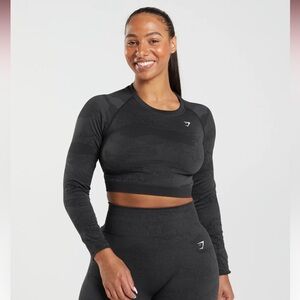 ADAPT CAMO SEAMLESS LACE UP BACK TOP women’s small black retail gymshark shirt